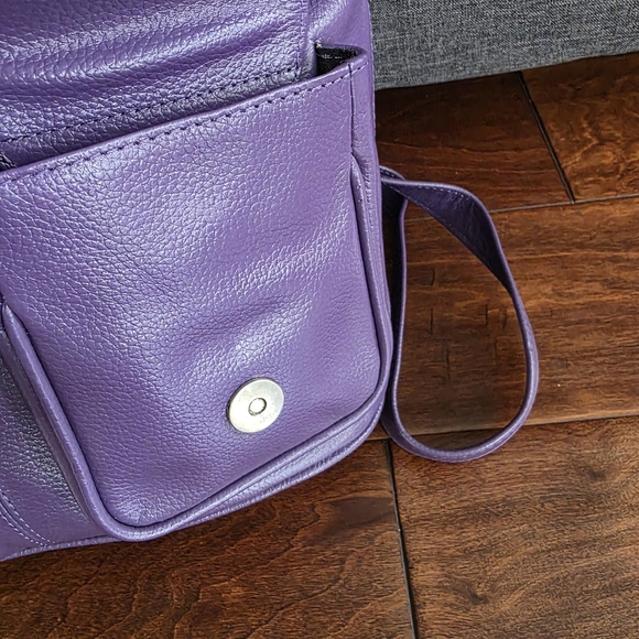 Purple Leather Women\'s Convertible Backpack main image 6